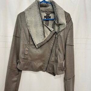 Faux suede crop jacket